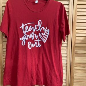 Red Graphic Tee with White Print